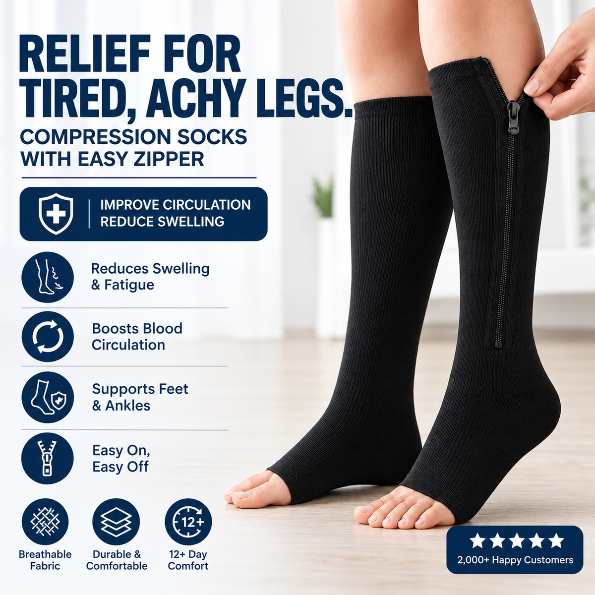 ZIP IT UP™ Compression Socks with Zipper
