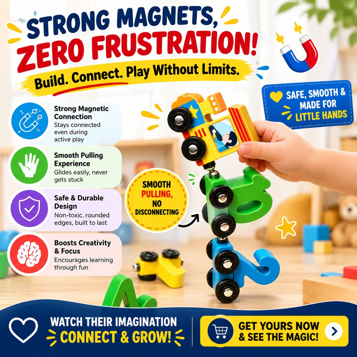 Magnetic Wooden Number Train 1–10
