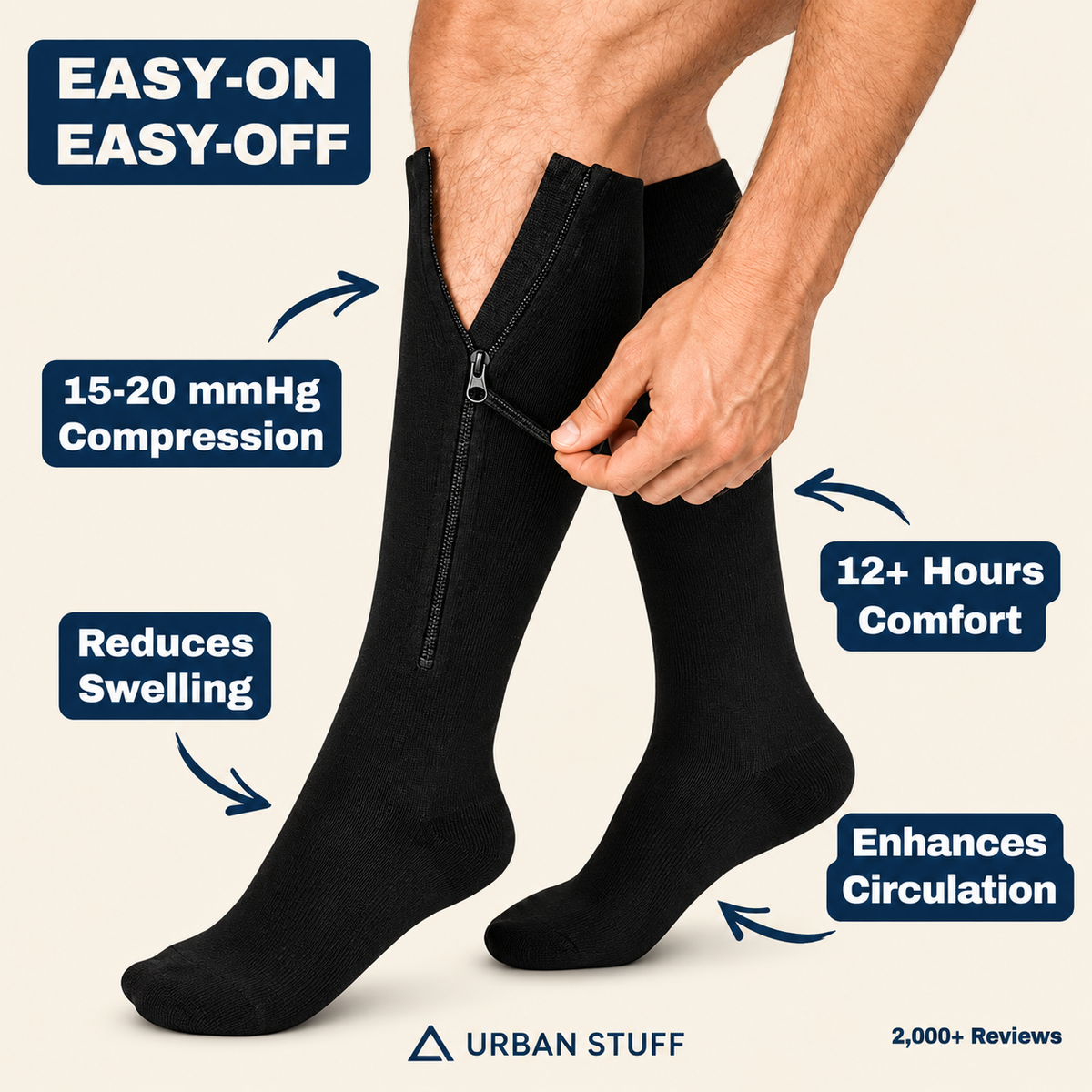 ZIP IT UP™ Compression Socks with Zipper