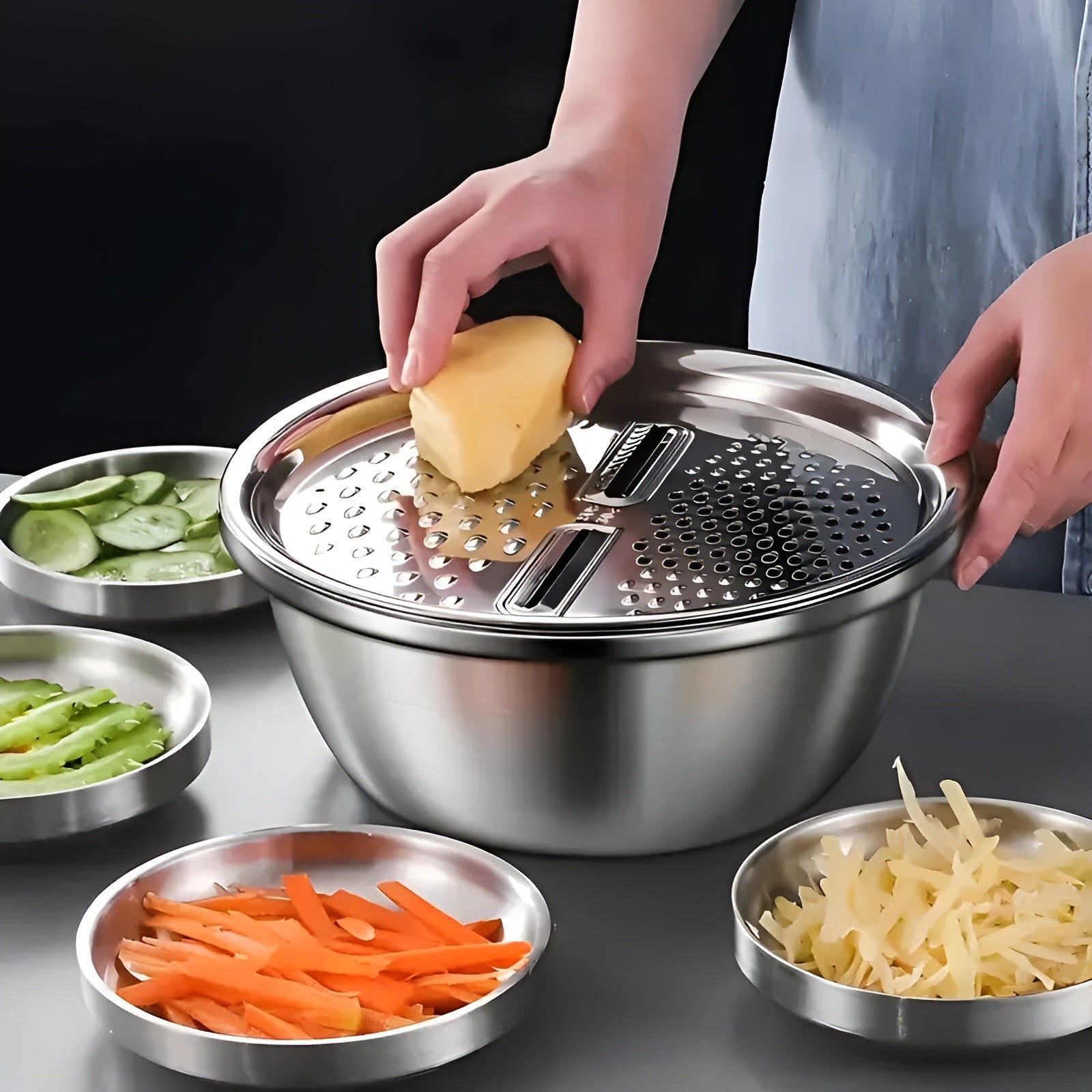 Stainless Steel Multipurpose Grater Bowl - Urban Stuff 2.0